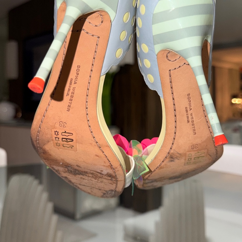 Stylish Polka Dot Heels with Floral Accents - Picture 5 of 5